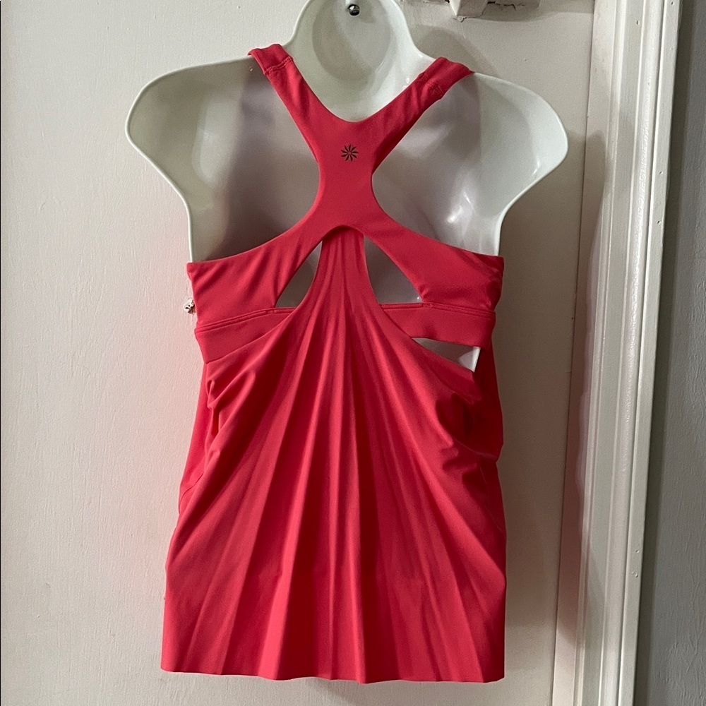 Athleta Coral Pink Racerback Tank with Cutout Detail